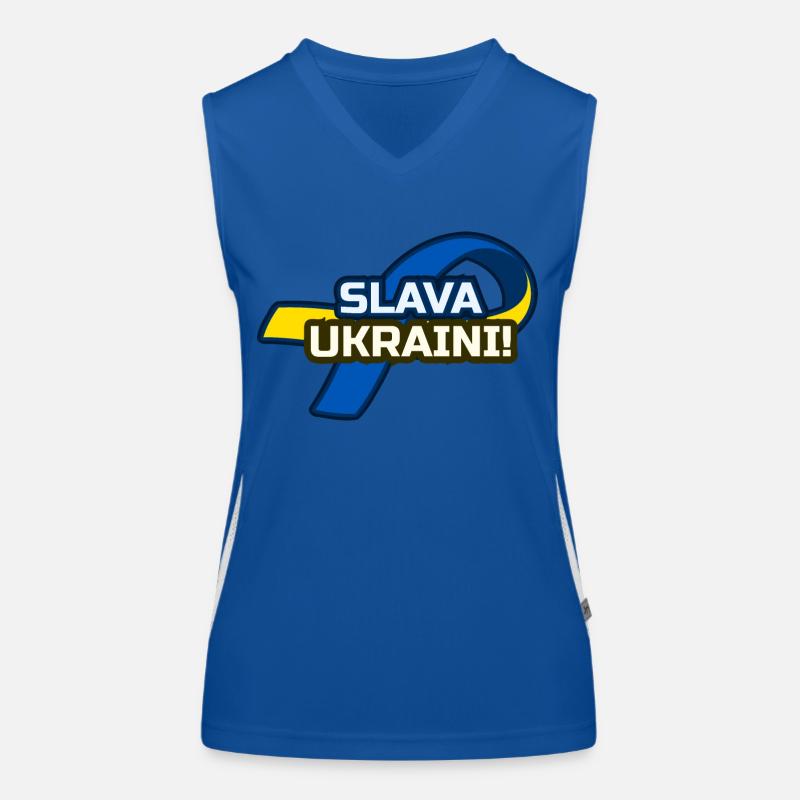 Ukraine Support: Slava Ukraini Ribbon Women's Functional Contrast Tank Top