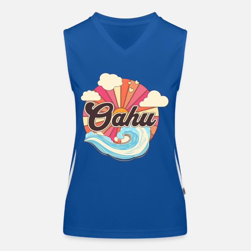 Oahu Hawaii Retro 80s Beach Débardeur respirant contrasté Femme