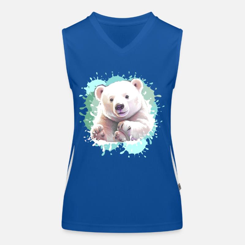 Polar Bear, Bear, Baby Polar Bear,Blue Women's Functional Contrast Tank Top