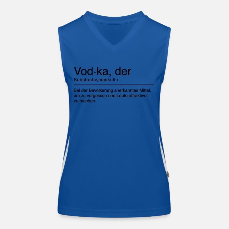Vodka Duden Spruch Lustig Schwarz Funktionelles Kontrast-Tank Top für Frauen