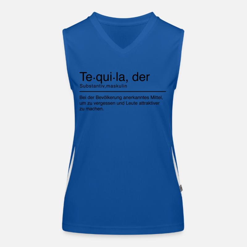 Tequila Duden Spruch Lustig Schwarz Funktionelles Kontrast-Tank Top für Frauen
