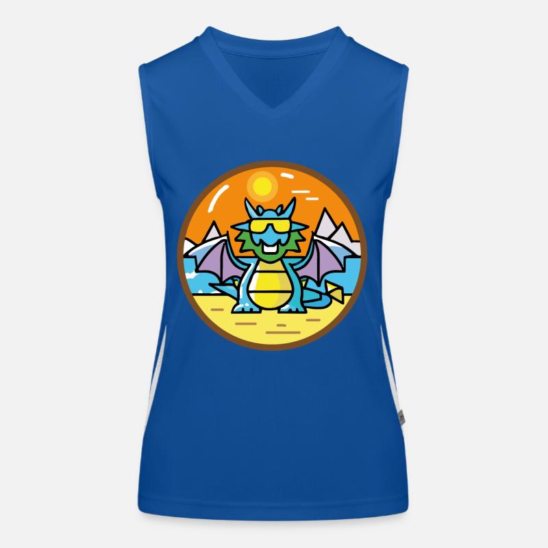 Drache am Strand Funktionelles Kontrast-Tank Top für Frauen
