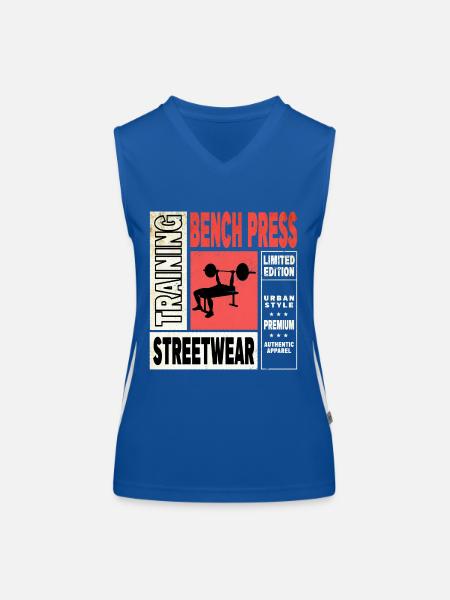 développé couché, haltérophilie, musculation, fitness, fort - Débardeur respirant contrasté Femme - bleu/blanc - Devant