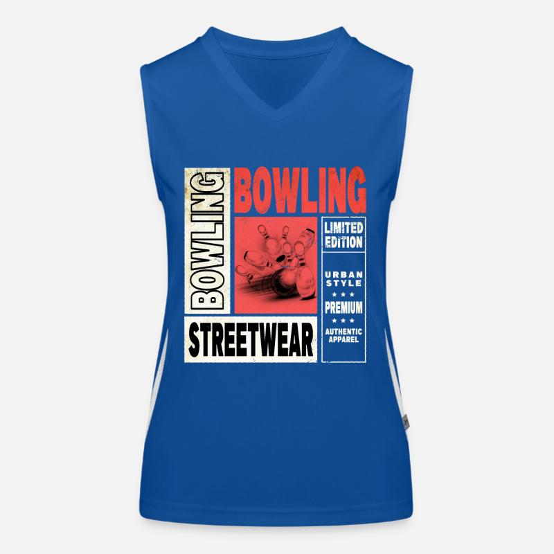 Bowling Bowling Bowling Ball Quilles Joueurs de bowling Débardeur respirant contrasté Femme