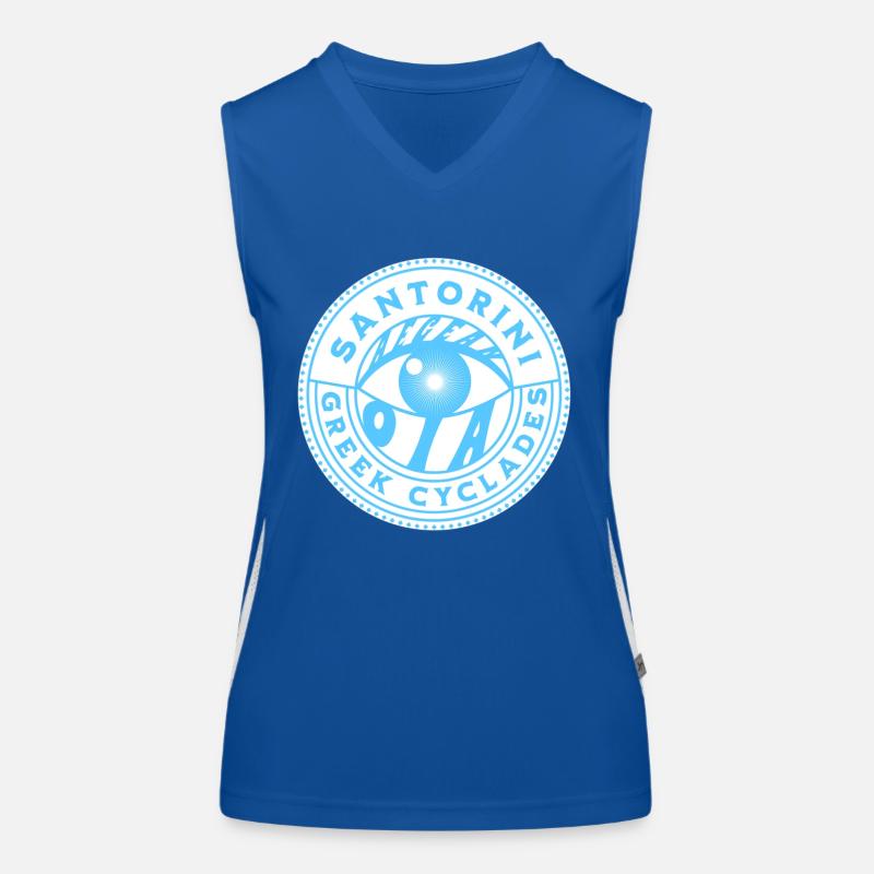 Santorini Blue Greek Eye Women's Functional Contrast Tank Top