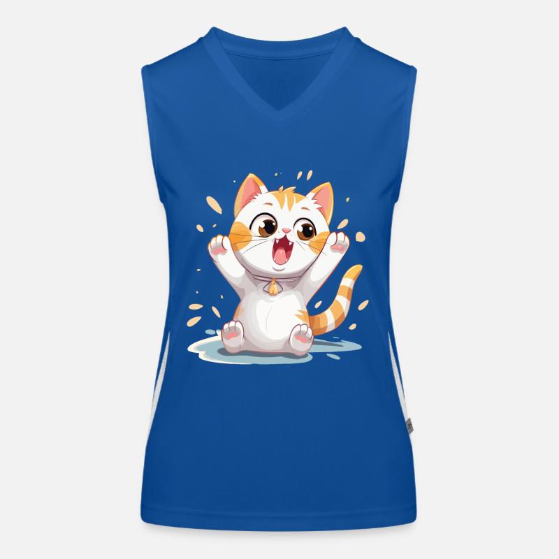 Chat rit heureux chaton heureux chaton dessin animé Débardeur respirant contrasté Femme