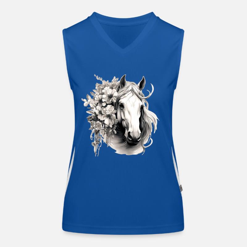 Pferd mit Blumen Funktionelles Kontrast-Tank Top für Frauen