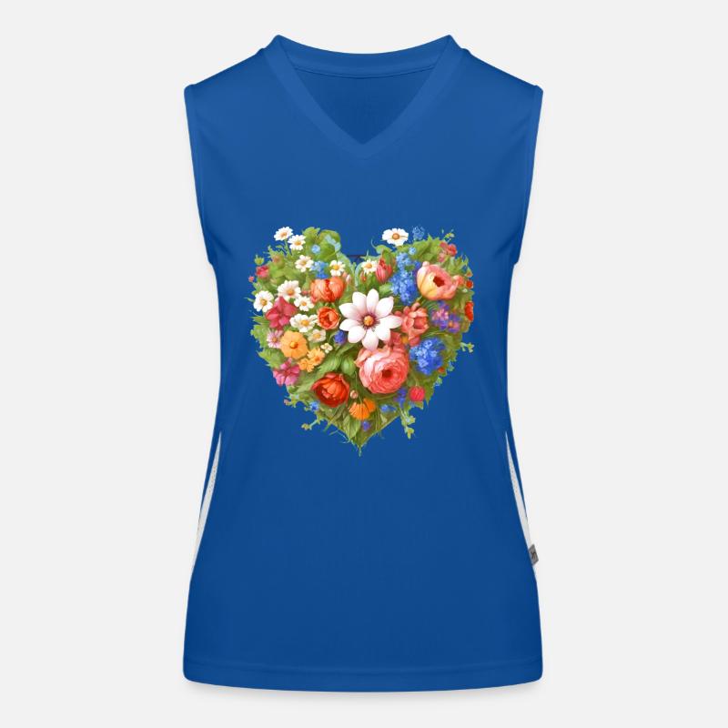 coeur de fleur, fleurs, floral, fleur, rétro, vintage Débardeur respirant contrasté Femme