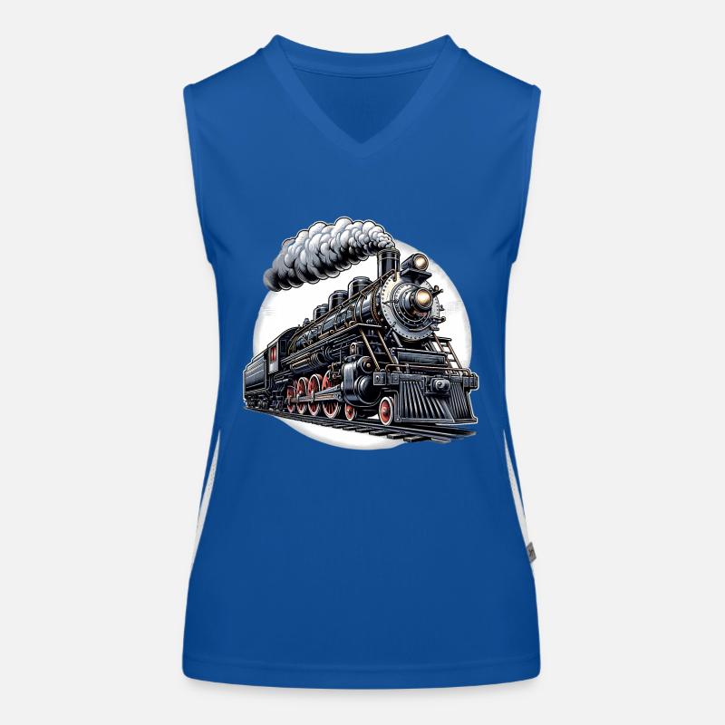Dampflok Grafik Funktionelles Kontrast-Tank Top für Frauen