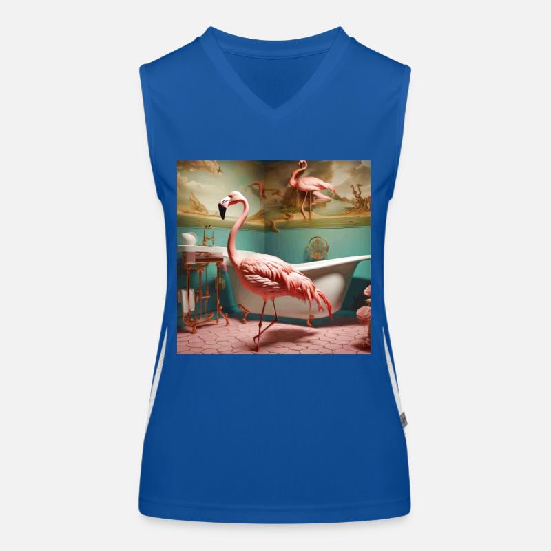 Flamingo,retro,flamingo in the bathroom,vintage Women's Functional Contrast Tank Top