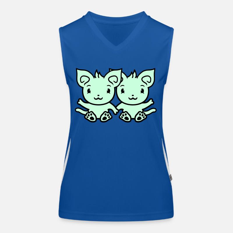 Zwei Glückliche Katzen 2 Freunde Pärchen Team Paar Funktionelles Kontrast-Tank Top für Frauen