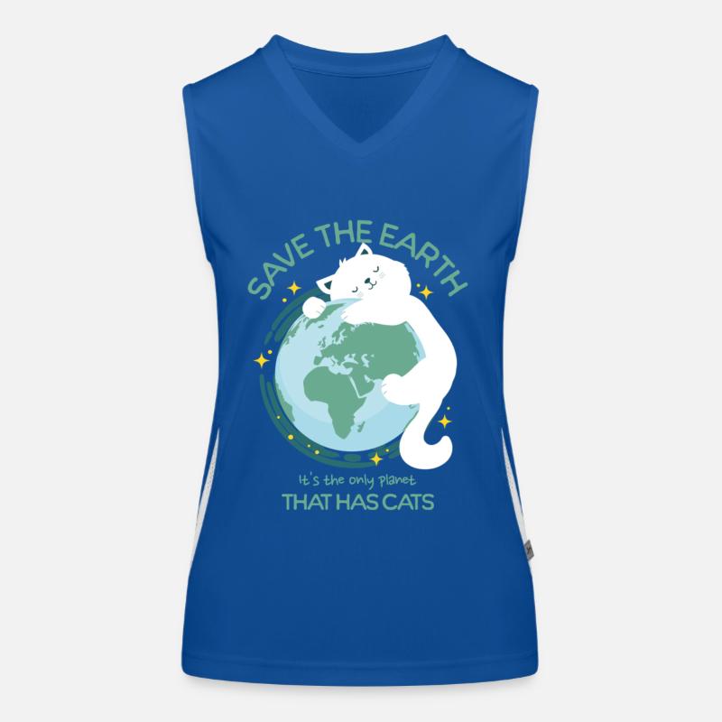 Save the earth, it's the only planet that has cats - Women's Functional Contrast Tank Top - royal/white