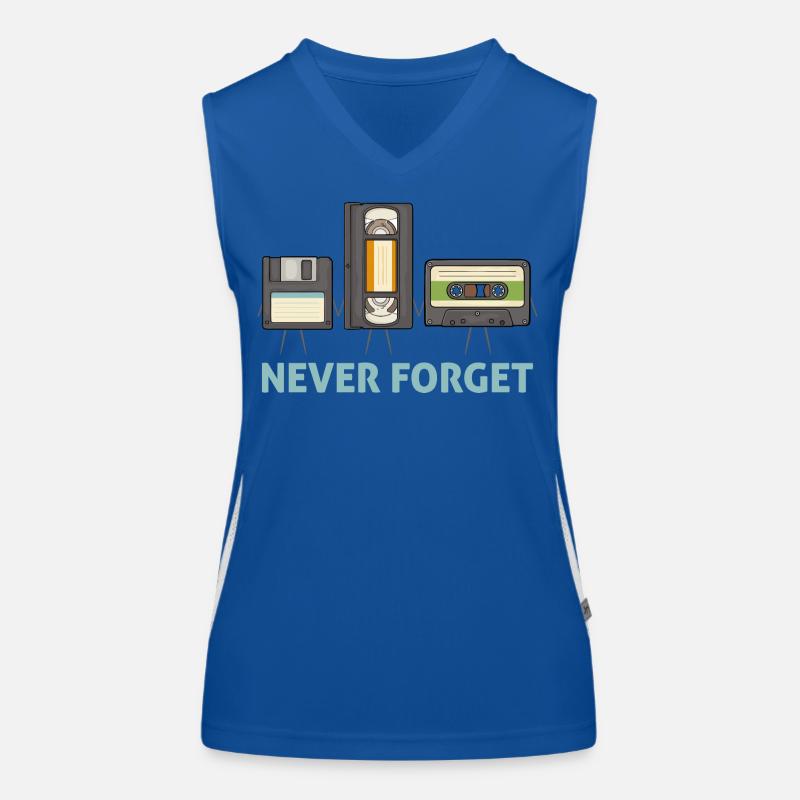 Never Forget Floppy Disk Video Tape Cassette Women's Functional Contrast Tank Top