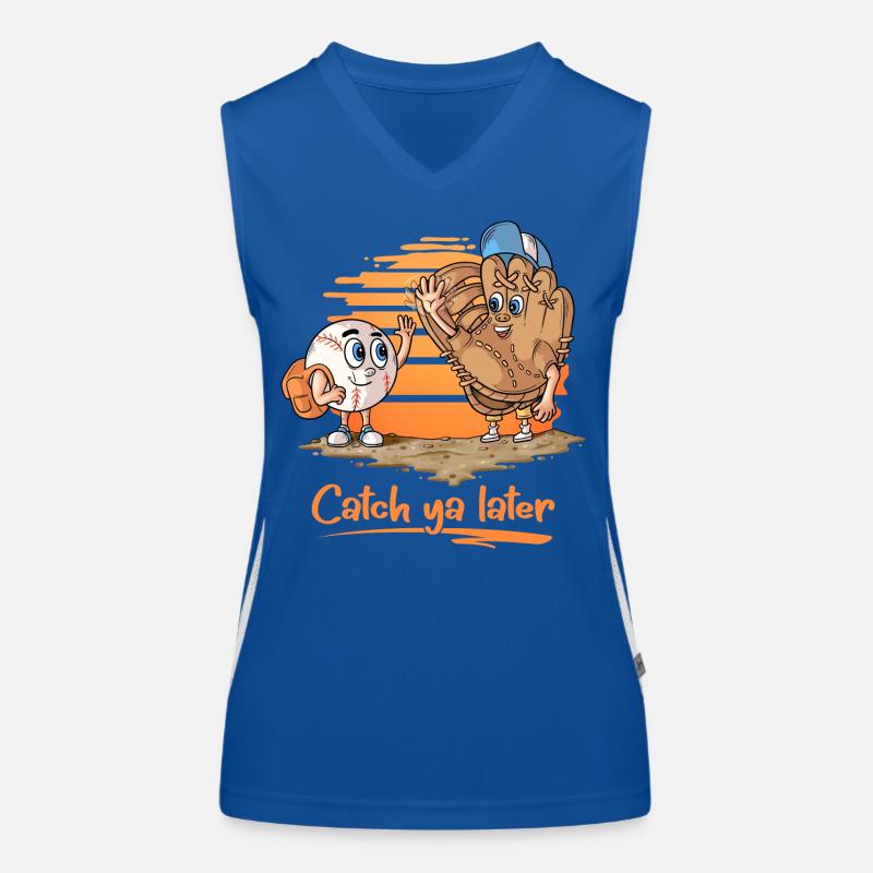 Catch ya Later Cartoon Baseball Handschuh und Ball Funktionelles Kontrast-Tank Top für Frauen