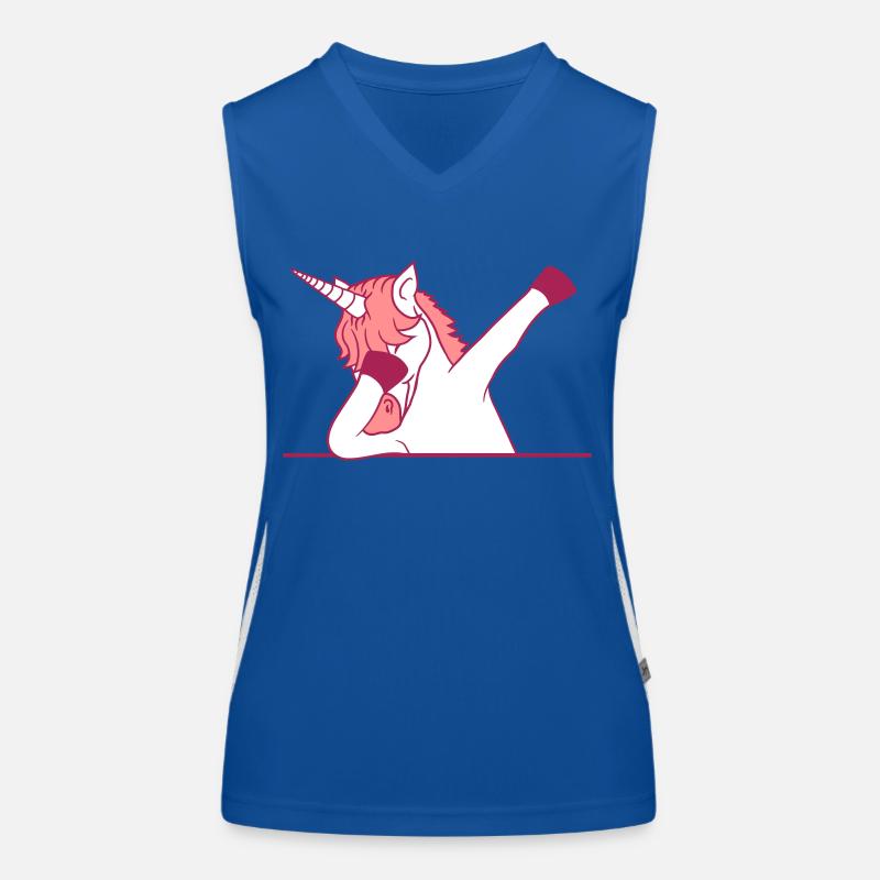 text box write shield wall dabbing unicorn d Women's Functional Contrast Tank Top