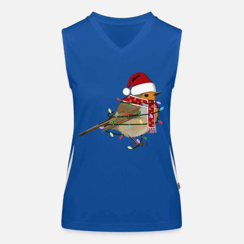 Robin String Lights Casquette d’oiseau de Noël Débardeur respirant contrasté Femme