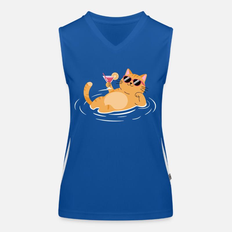 Eine Katze genießt den Sommer Pool Strand Urlaub Strand Funktionelles Kontrast-Tank Top für Frauen