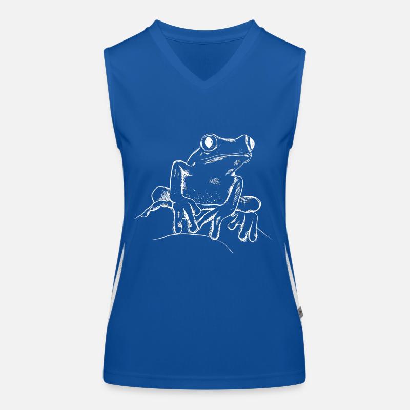 Frosch mit großen Augen Funktionelles Kontrast-Tank Top für Frauen