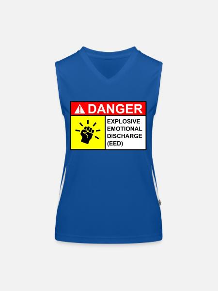 Signe de danger de femme - Débardeur respirant contrasté Femme - bleu/blanc - Devant