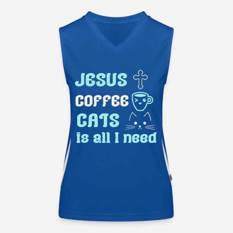JESUS COFFEE CATS IS ALL I NEED Women's Functional Contrast Tank Top