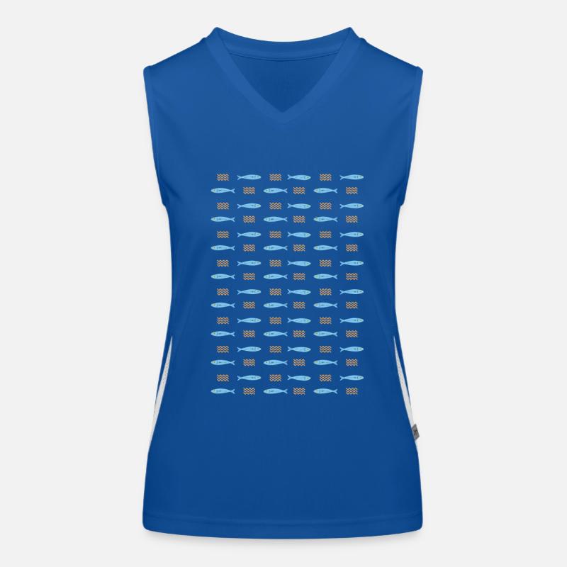 Minimalist Sardines and Waves Pattern for Summer Women's Functional Contrast Tank Top