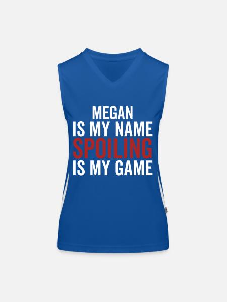 Megan is My Name Spoiling is My Game - Women's Functional Contrast Tank Top - royal/white - Front