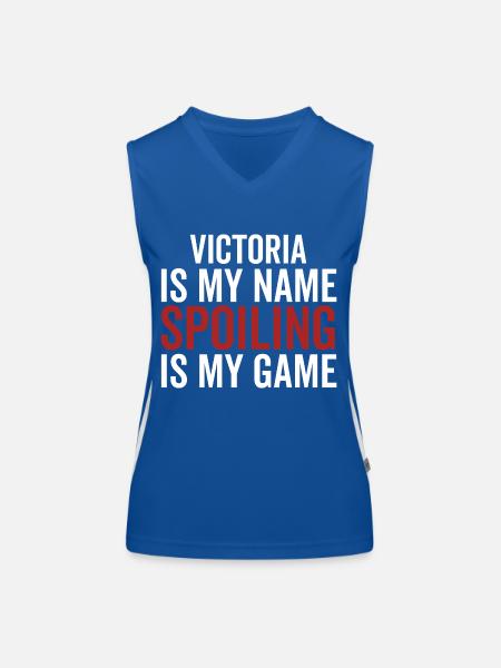 Victoria is My Name Spoiling is My Game - Women's Functional Contrast Tank Top - royal/white - Front