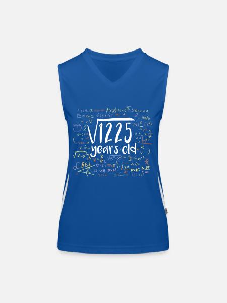 35th Birthday Square Root of 1225: 35 Years Old - Women's Functional Contrast Tank Top - royal/white - Front