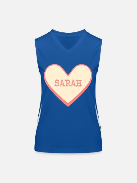 Sarah Nom Prénom Pink Sugar Heart - Débardeur respirant contrasté Femme - bleu/blanc - Devant