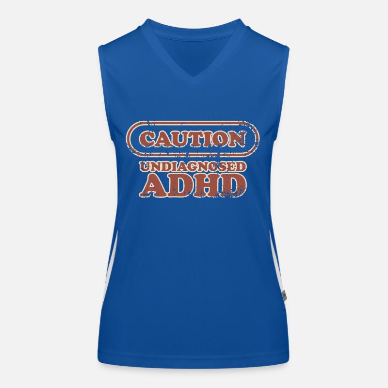 Caution, ADHD - Women's Functional Contrast Tank Top - royal/white
