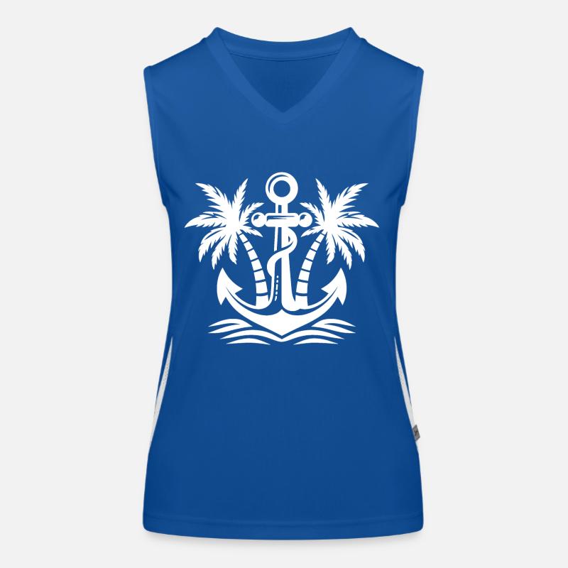 Anker mit Palmen Logo Funktionelles Kontrast-Tank Top für Frauen