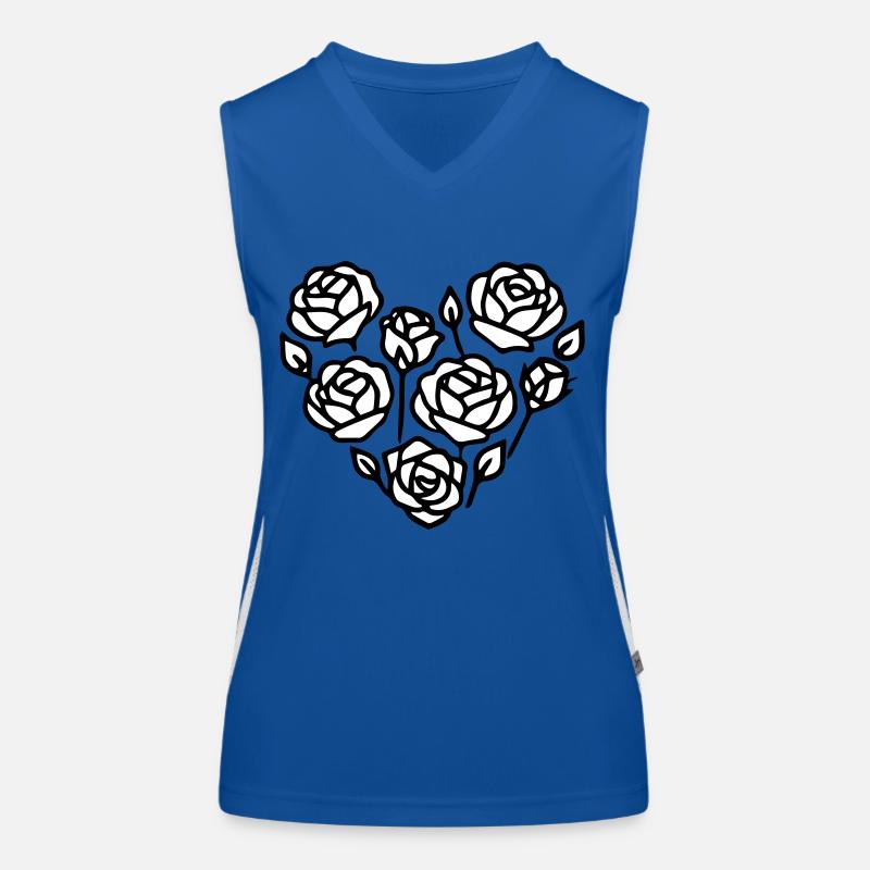 Black and White Rose Heart Illustration Women's Functional Contrast Tank Top