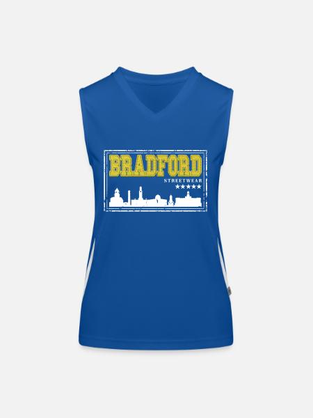 Bradford England UK Stadt Skyline Heimat Liebe - Funktionelles Kontrast-Tank Top für Frauen - Royal/Weiß - Vorne