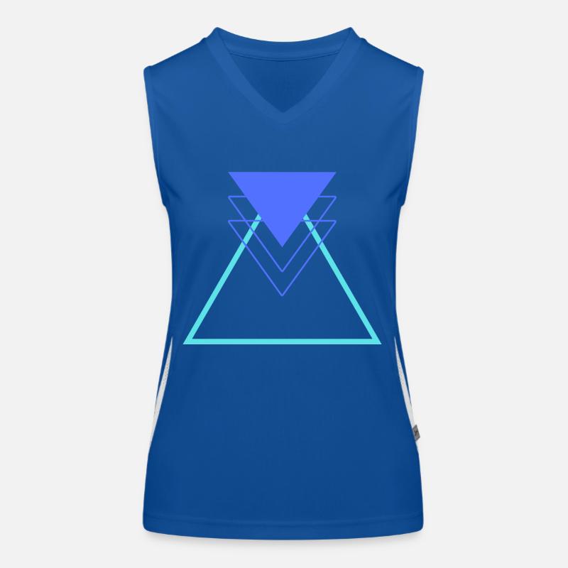 Triangle Blue Light Blue Abstract Geometric Women's Functional Contrast Tank Top