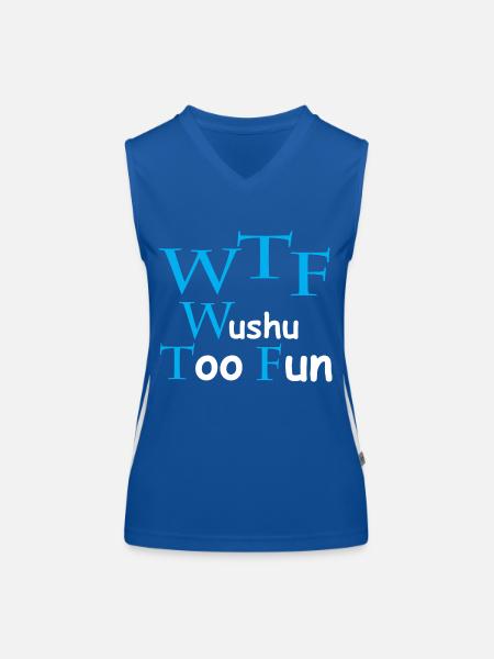 WTF « Wushu Too Fun » - Débardeur respirant contrasté Femme - bleu/blanc - Devant