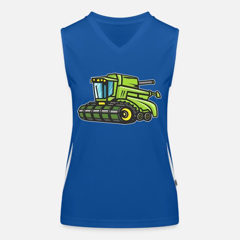 Grüner Mähdrescher Funktionelles Kontrast-Tank Top für Frauen