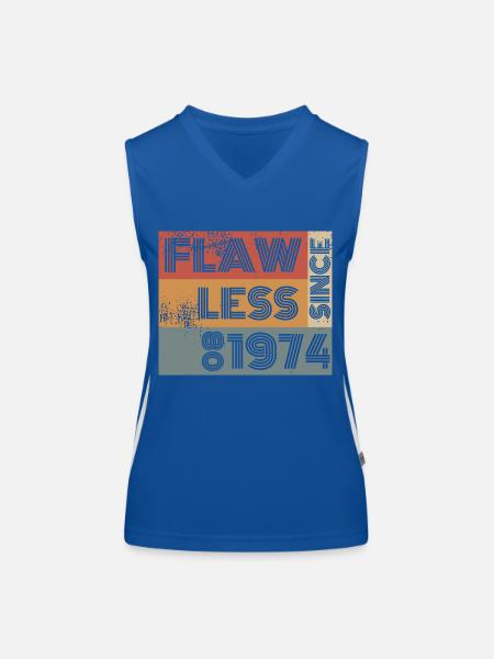 50. Geburtstag Flawless since 08/1974 - Funktionelles Kontrast-Tank Top für Frauen - Royal/Weiß - Vorne