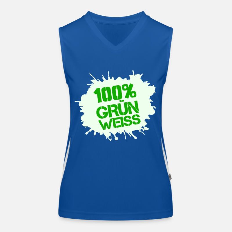 100% Grün Weiss Funktionelles Kontrast-Tank Top für Frauen