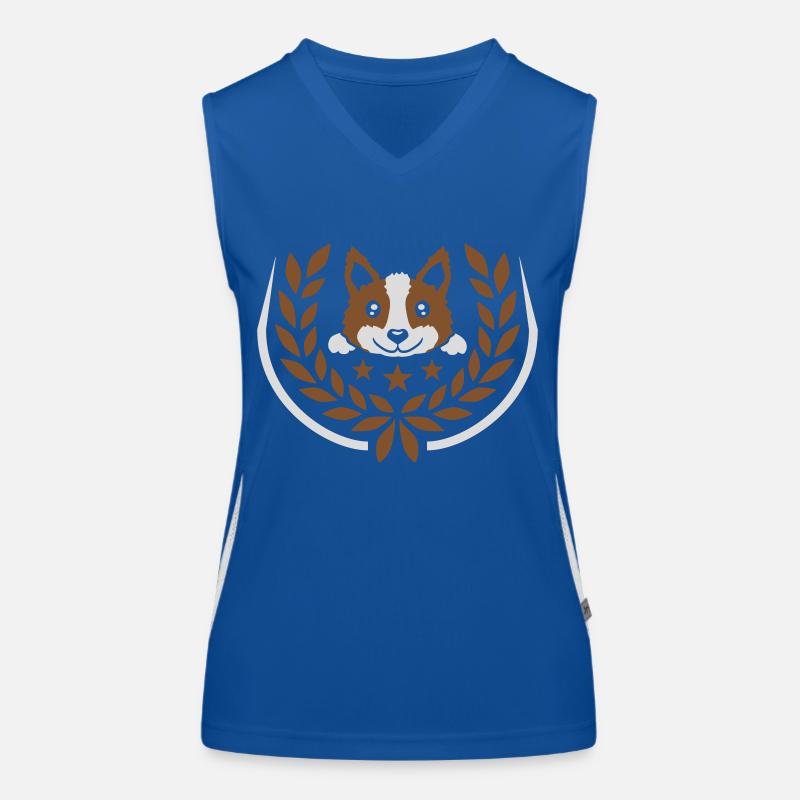 Emblem laurel wreath dog design Women's Functional Contrast Tank Top