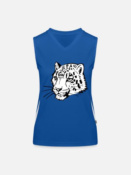 Schneeleopard im Comic Stiel - Funktionelles Kontrast-Tank Top für Frauen - Royal/Weiß - Vorne