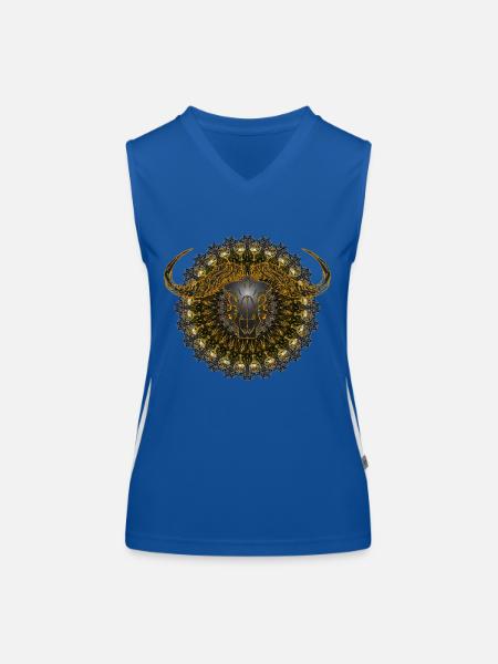 Kaleidoscope Buffalo Skull 01 - Women's Functional Contrast Tank Top - royal/white - Front