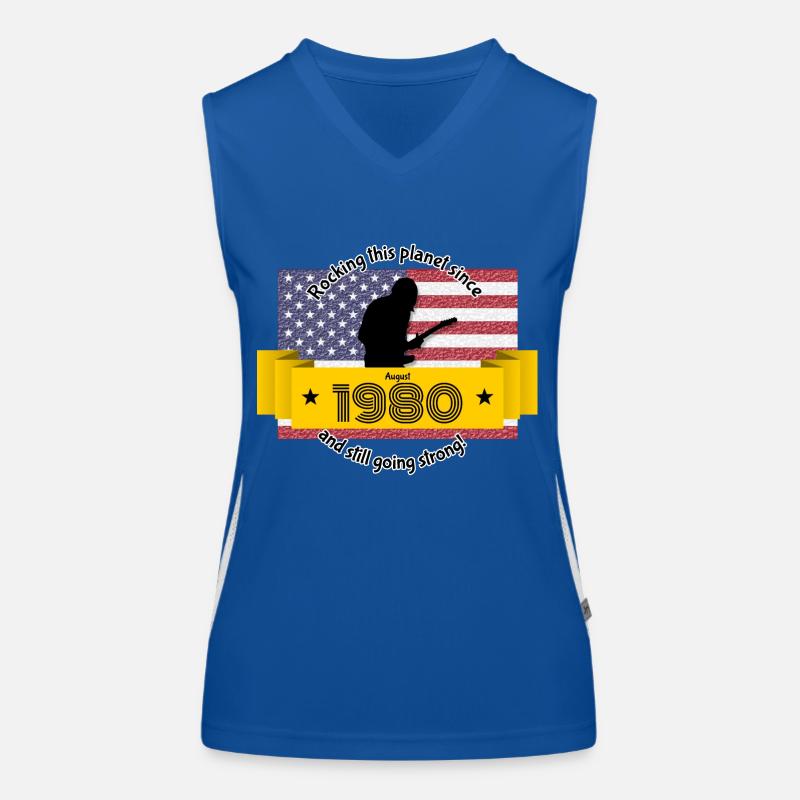 44. Geburtstag Rocking this planet since 08/1980 Funktionelles Kontrast-Tank Top für Frauen