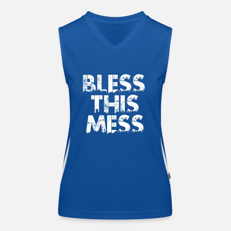 bless this mess white Women's Functional Contrast Tank Top