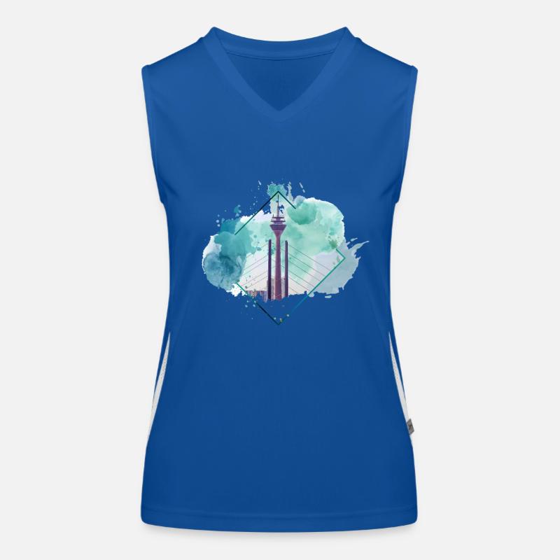 Dusseldorf Germany City Skyline Splash Colorful Women's Functional Contrast Tank Top