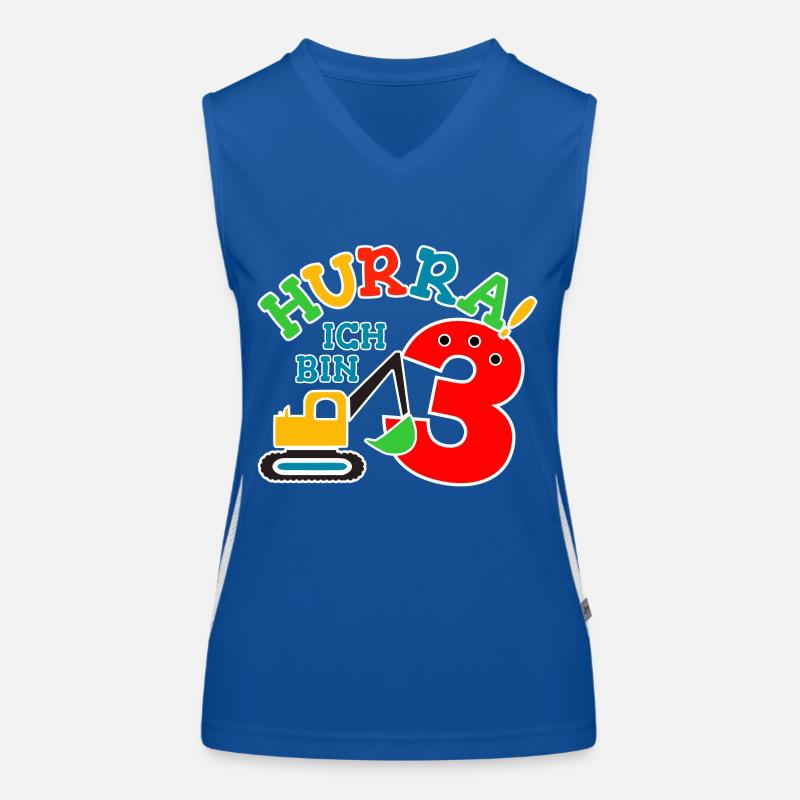 3. Geburstag Bagger Funktionelles Kontrast-Tank Top für Frauen