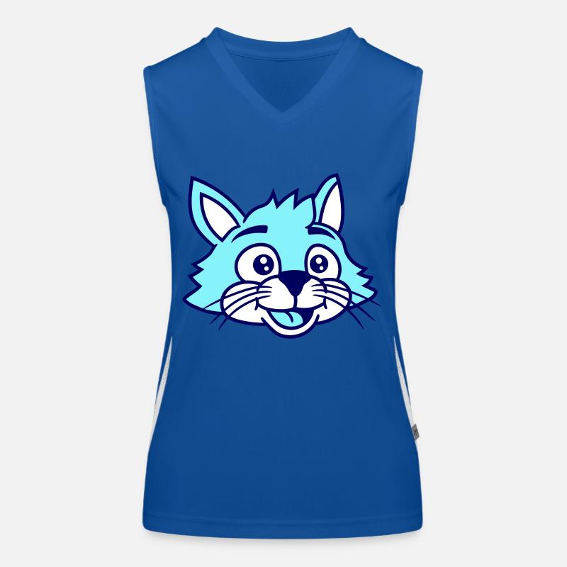 Süße Katze Gesicht Glücklich Lachen Kätzchen Kopf Funktionelles Kontrast-Tank Top für Frauen