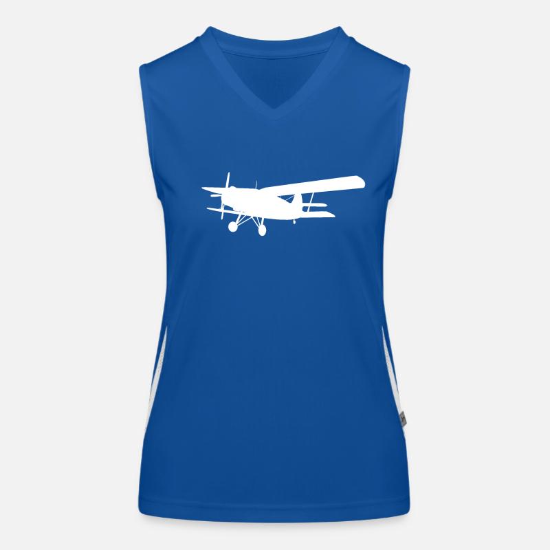 Doppeldecker Flugzeug, Silhouette Funktionelles Kontrast-Tank Top für Frauen