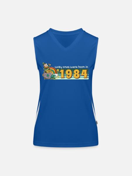 Lucky Ones Were Born in 1984 tee St. Patrick's - Women's Functional Contrast Tank Top - royal/white - Front