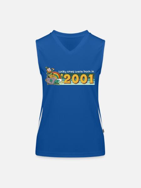 Lucky Ones Were Born in 2001 tee St. Patrick's - Women's Functional Contrast Tank Top - royal/white - Front