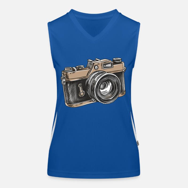 Camera Retro Drawing Women's Functional Contrast Tank Top